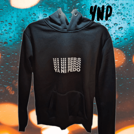 Sudadera con negra YNP con capucha de colores negro y blanco