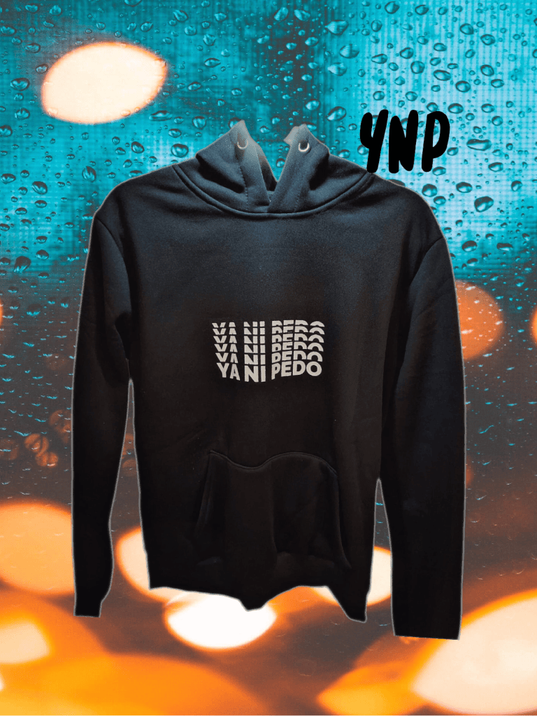 Sudadera con negra YNP con capucha de colores negro y blanco